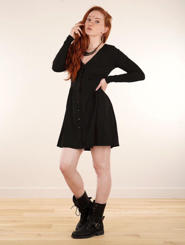 Black Toonzshop Heldaria Buttoned Dress Women Dress | 08457SZXT