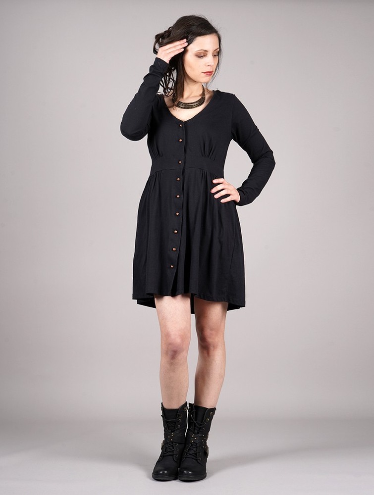 Black Toonzshop Heldaria Buttoned Dress Women Dress | 08457SZXT