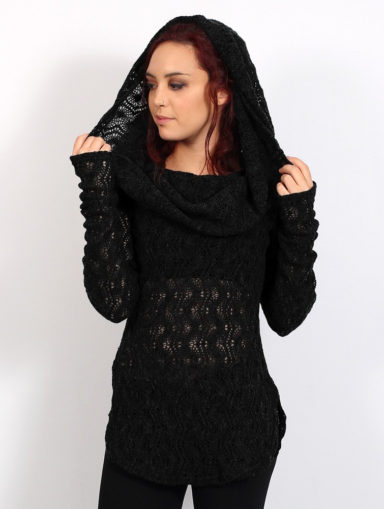 Black Toonzshop Hookäa Crochet Sweater Women Sweater | 47295QIUW