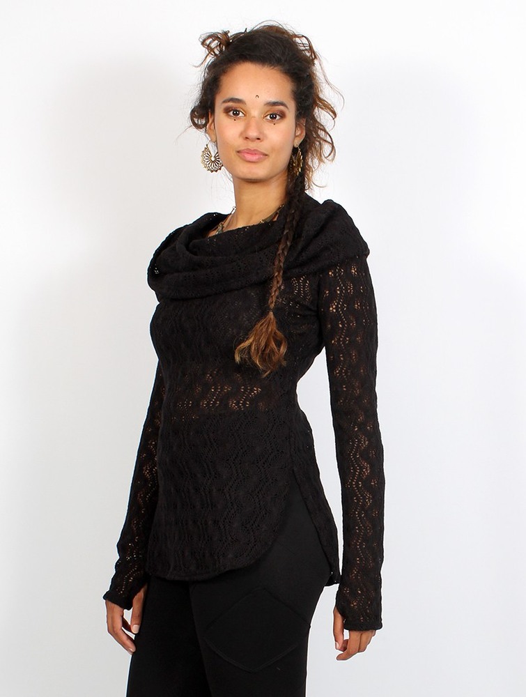 Black Toonzshop Hookäa Crochet Sweater Women Sweater | 47295QIUW