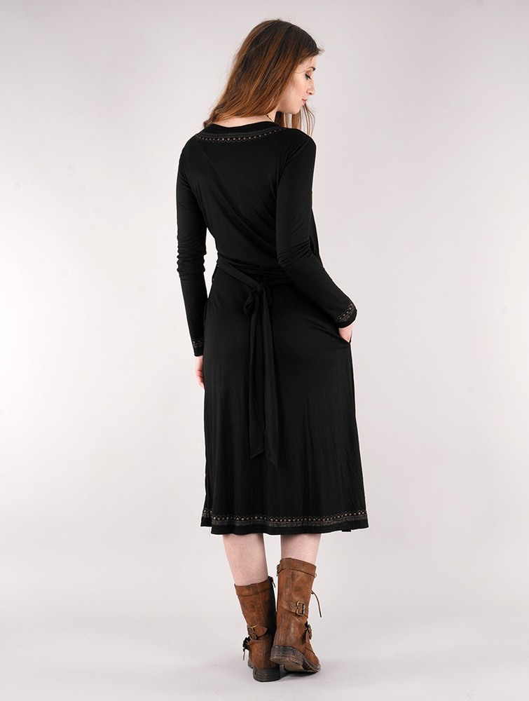 Black Toonzshop Irwaen Indie 2in1 Cardigan/Long Sleeve Midi Dress Women Dress | 46352SMVX