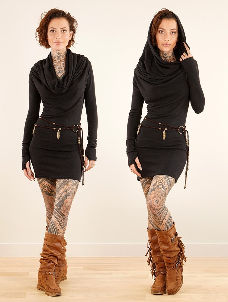 Black Toonzshop Kali Cowl Neck Sweater Dress Women Dress | 73942LFUE