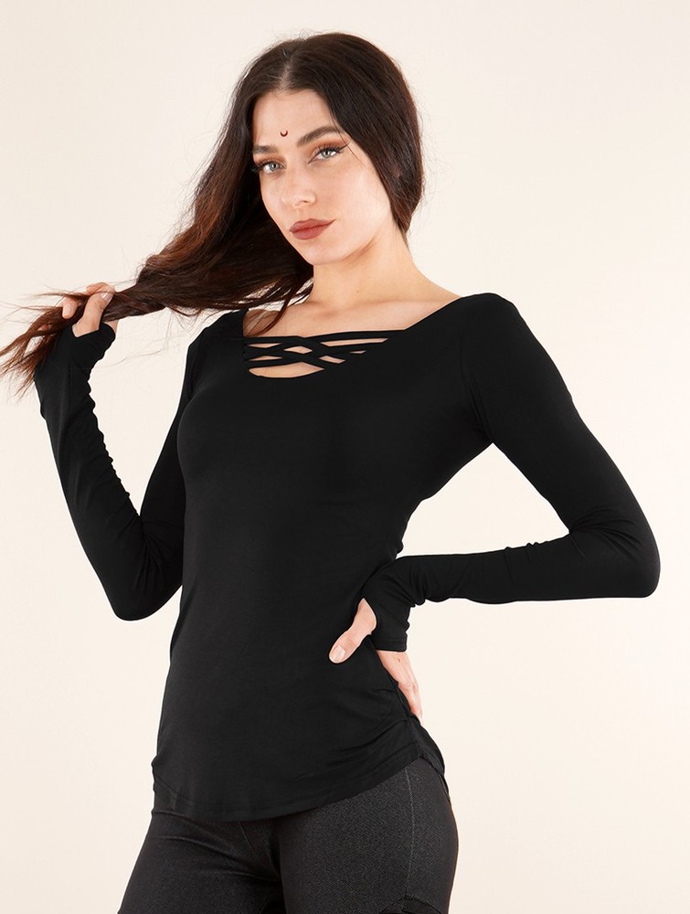 Black Toonzshop Layläa Long Sleeve Reversible Top Women Tops | 19536IBKG