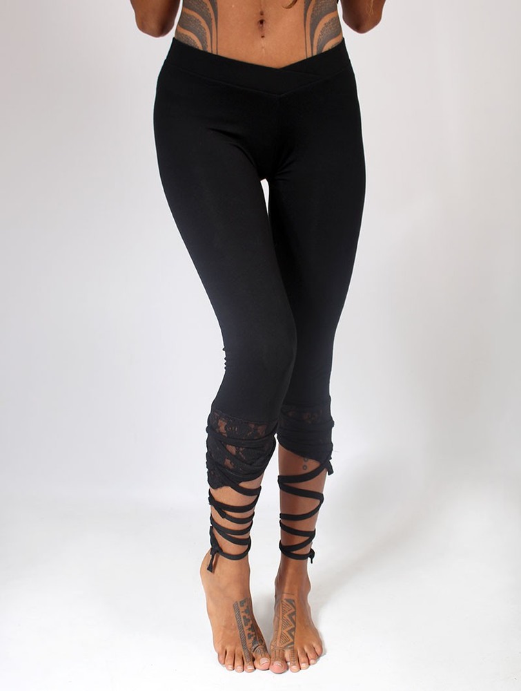 Black Toonzshop Lï-jaa Short Pointy Leggings With Lace Women Leggings | 74520RIPK