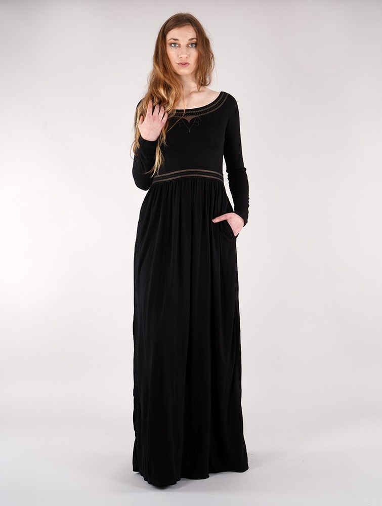 Black Toonzshop Lotus Artanis Long Sleeve Long Dress Dress Women Dress | 80674WLBD