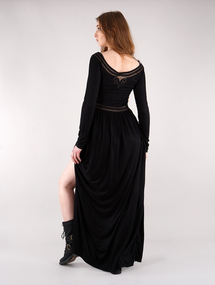 Black Toonzshop Lotus Artanis Long Sleeve Long Dress Dress Women Dress | 80674WLBD