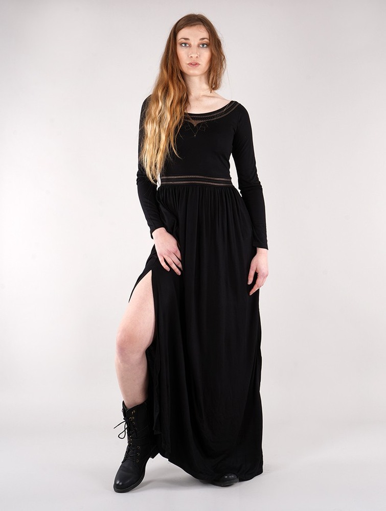 Black Toonzshop Lotus Artanis Long Sleeve Long Dress Dress Women Dress | 80674WLBD