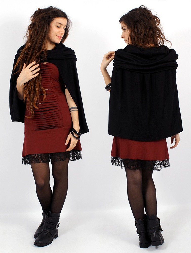 Black Toonzshop Magik Hooded Cape Women Ponchos | 02817AOSX