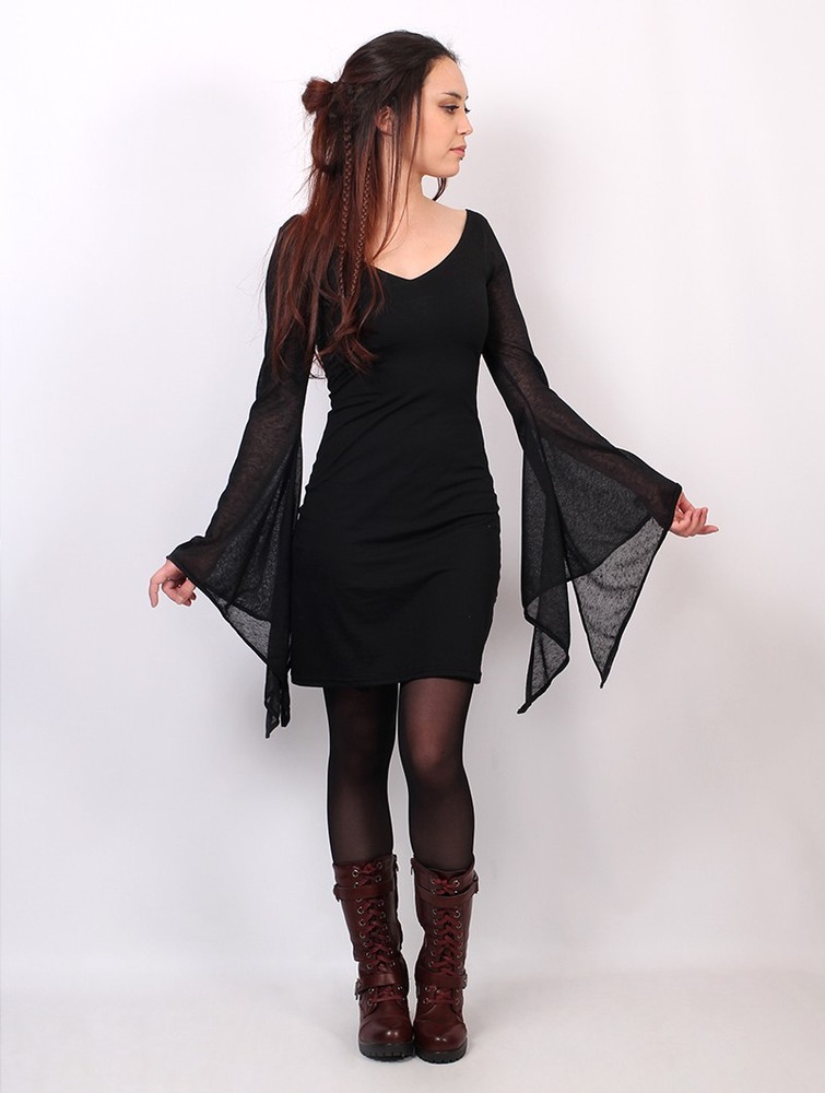 Black Toonzshop Moonspell Flared Long Sleeve Dress Women Dress | 21950SVYC