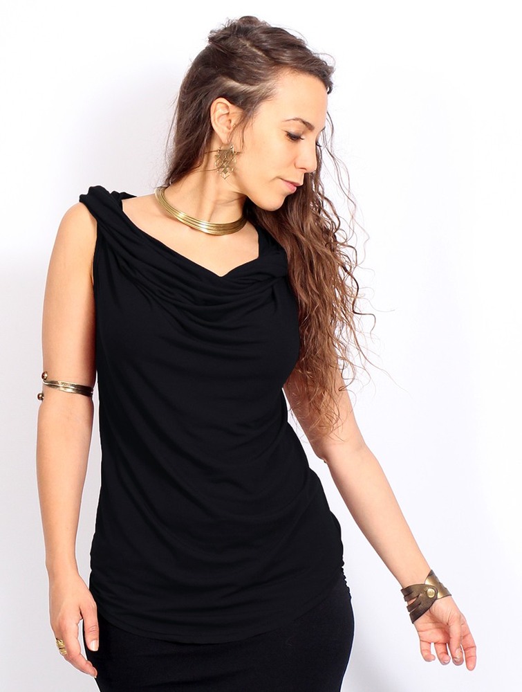 Black Toonzshop Nephilim Cowl Neck Sleeveless Top Women Tops | 36928CRIQ