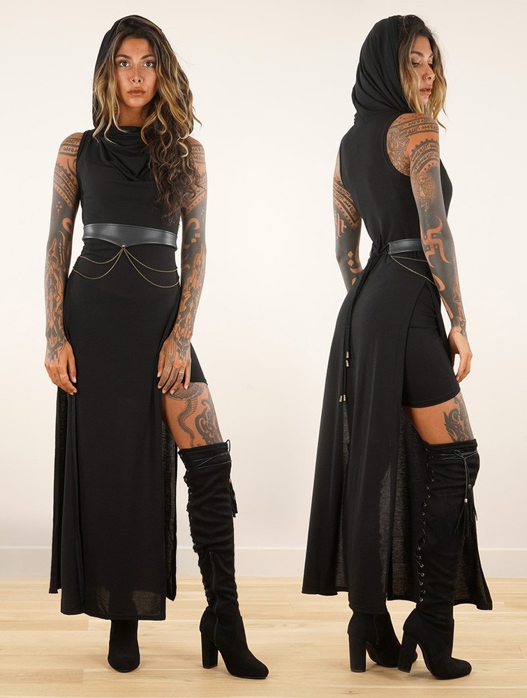 Black Toonzshop Nephilim Long Slit Dress Women Dress | 70842BAMV