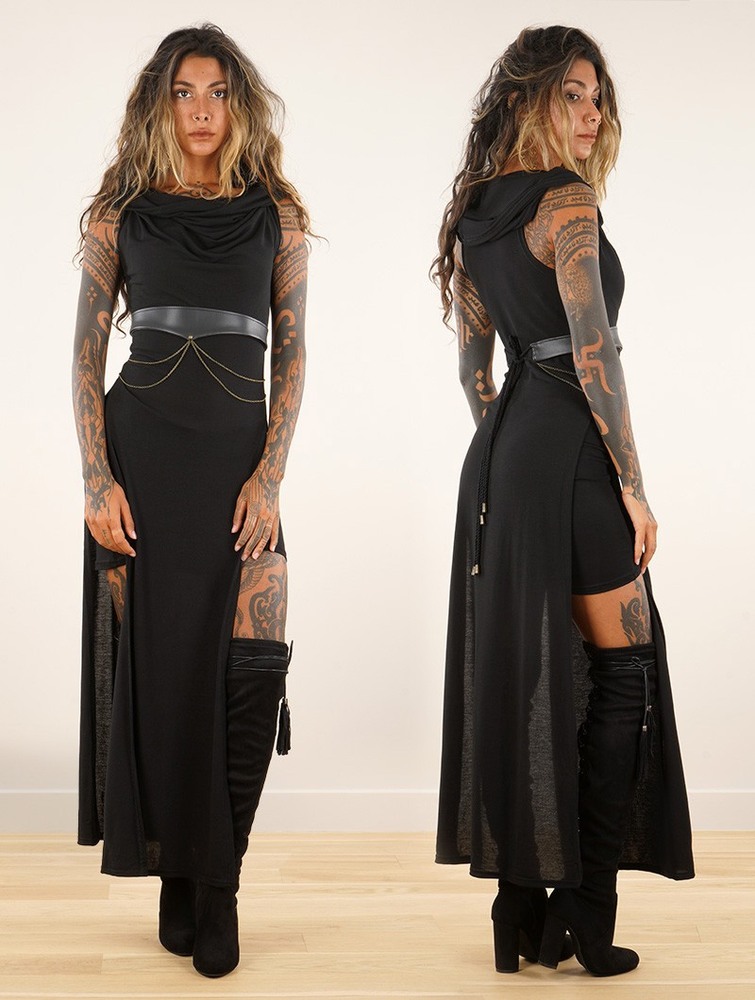 Black Toonzshop Nephilim Long Slit Dress Women Dress | 70842BAMV