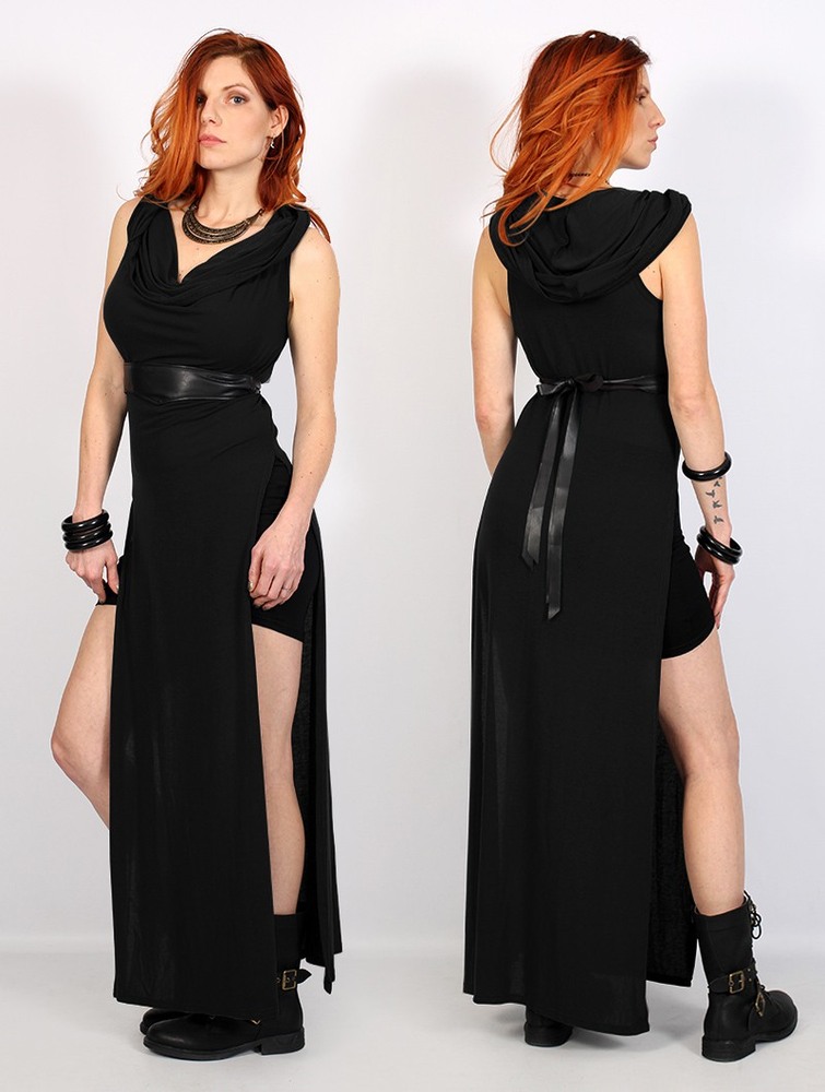 Black Toonzshop Nephilim Long Slit Dress Women Dress | 70842BAMV