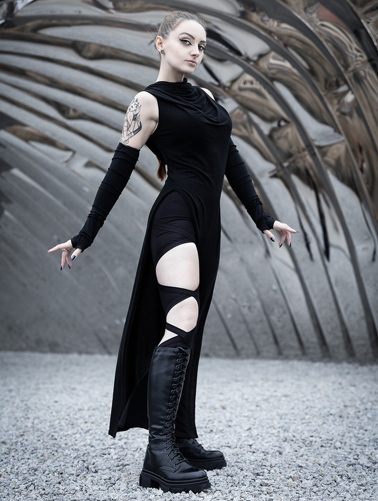 Black Toonzshop Nephilim Long Slit Dress Women Dress | 70842BAMV