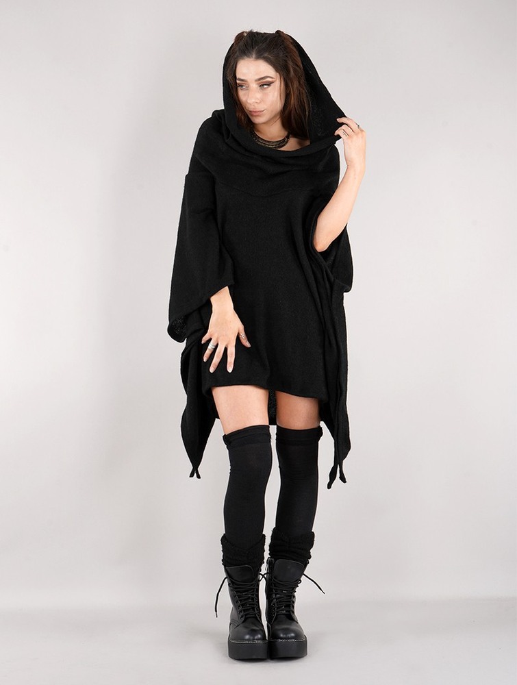 Black Toonzshop Nethmi Hooded Long Sweater Women Sweater | 65974PGQE