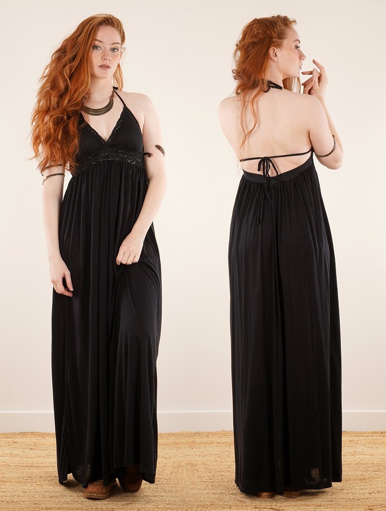 Black Toonzshop Nolofinwe Strappy Bare Back Long Dress And Harem Pant Overalls Women Dress | 49816AIVD