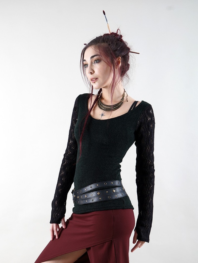 Black Toonzshop Oroshï Crochet Sleeve Sweater Women Sweater | 86954QKFZ