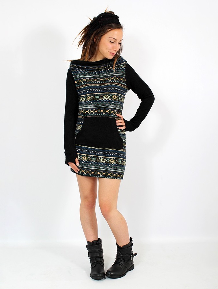 Black Toonzshop Suwanna Pirun Sweater Dress Women Dress | 62384TEYJ