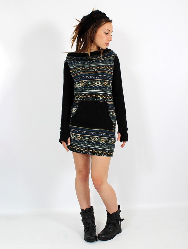 Black Toonzshop Suwanna Pirun Sweater Dress Women Dress | 62384TEYJ