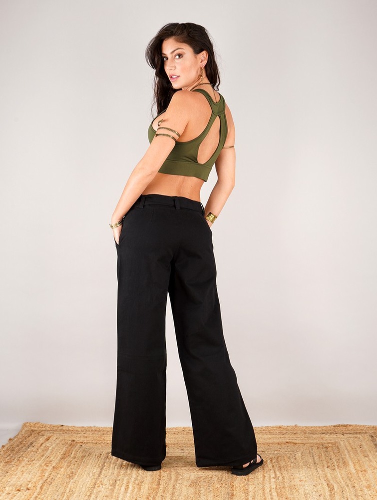 Black Toonzshop Tiloh Flared Loose Pants Women Pants | 54319NUDR