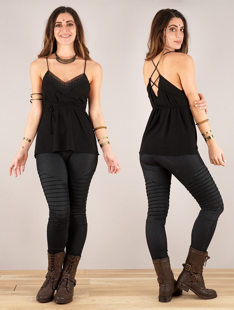 Black Toonzshop Topäaz Loose And Reversible Strappy Top Women Tops | 53429MJVE