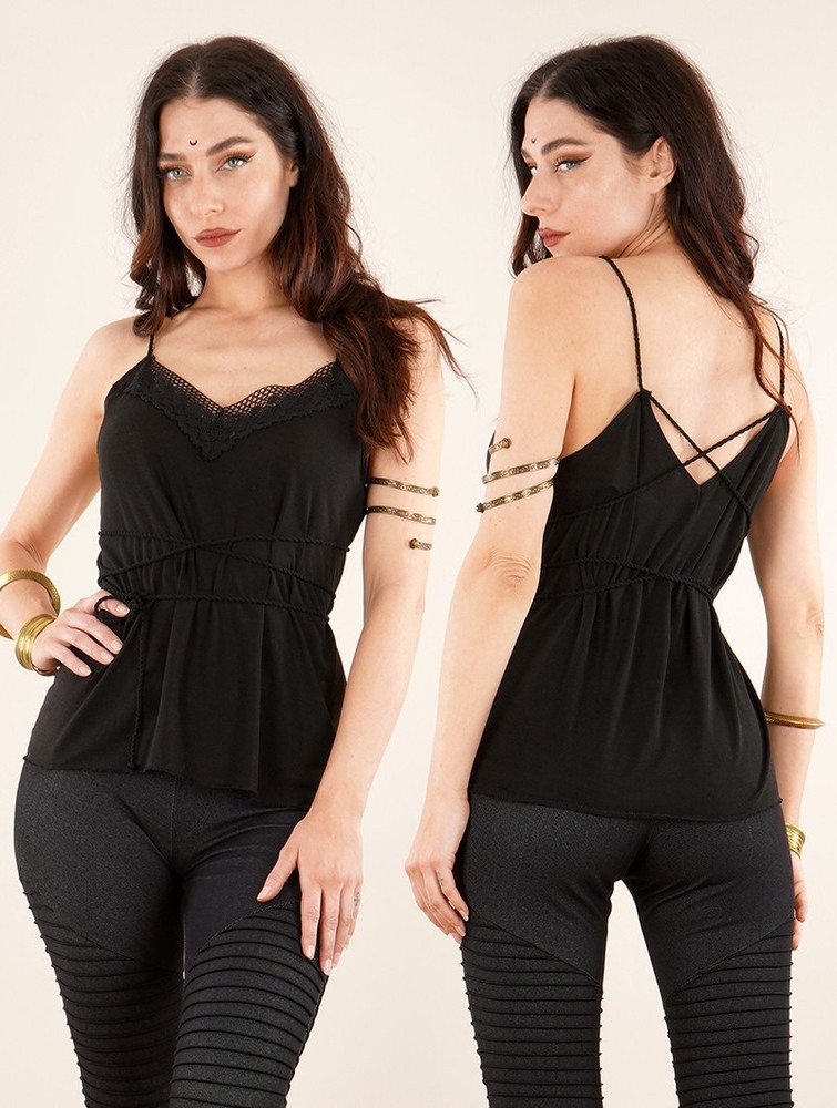 Black Toonzshop Topäaz Loose And Reversible Strappy Top Women Tops | 53429MJVE