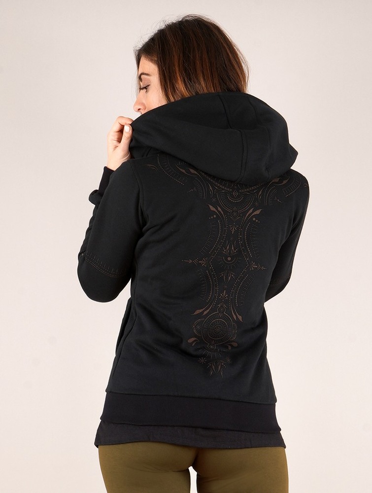 Black Toonzshop Vidar Zohraa Zipped Hoodie Women Hoodie | 15046CAJW