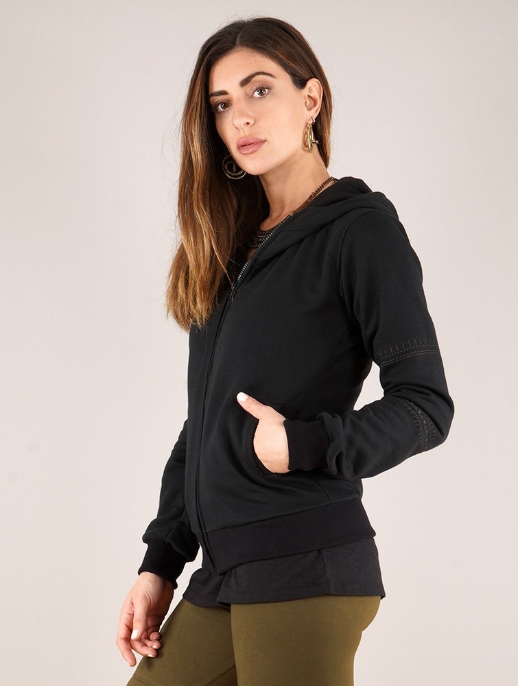 Black Toonzshop Vidar Zohraa Zipped Hoodie Women Hoodie | 15046CAJW