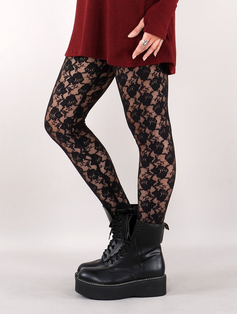 Black Toonzshop Yaö-kö Lace Long Leggings Women Leggings | 87361GYCA