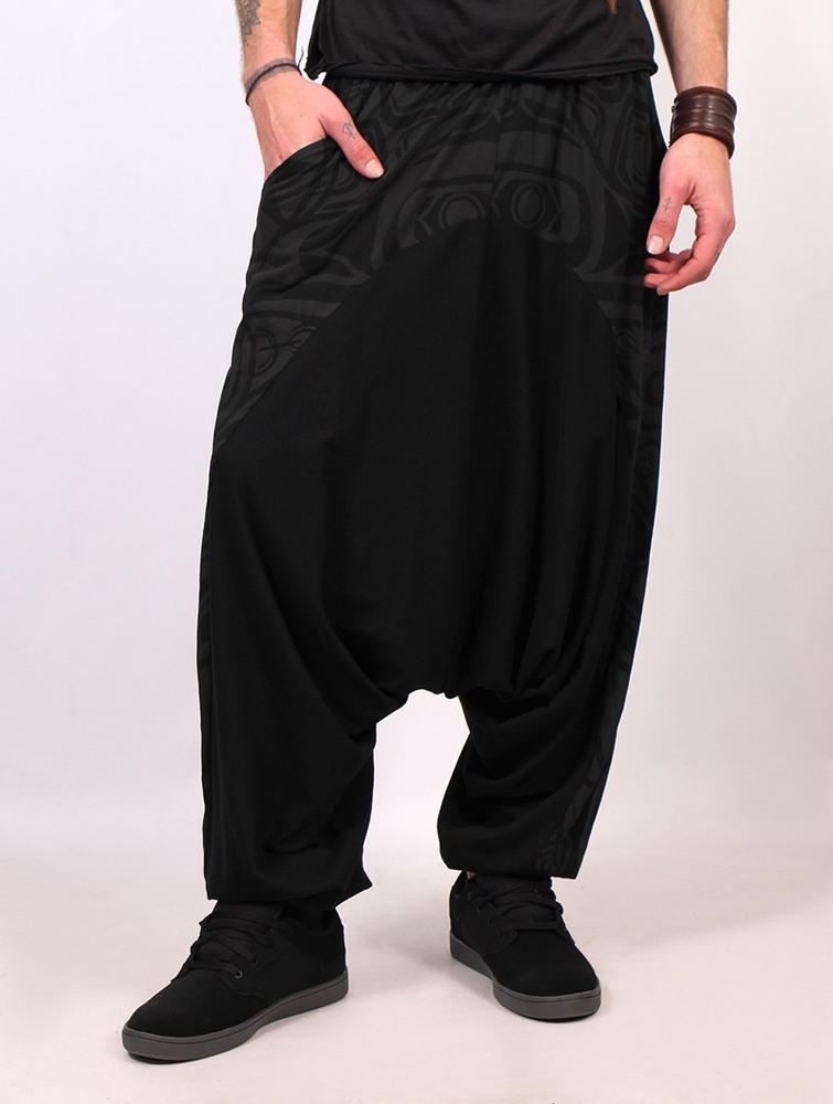 Black and grey Toonzshop Jinn Aladin Haida Gender Neutral Harem Pants Men Pants | 75064ATNU