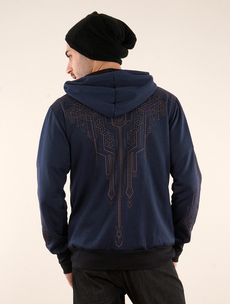 Blue Toonzshop Aegnor Circuit Zipped Hoodie Men Hoodie | 10984CMGX