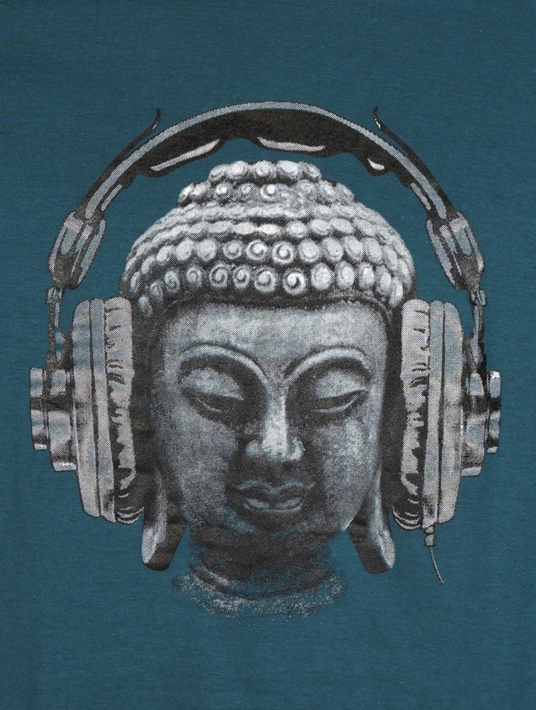 Blue Toonzshop Headphone Bouddha Printed Short Sleeve T-shirt Men T-Shirt | 79683ZYFB