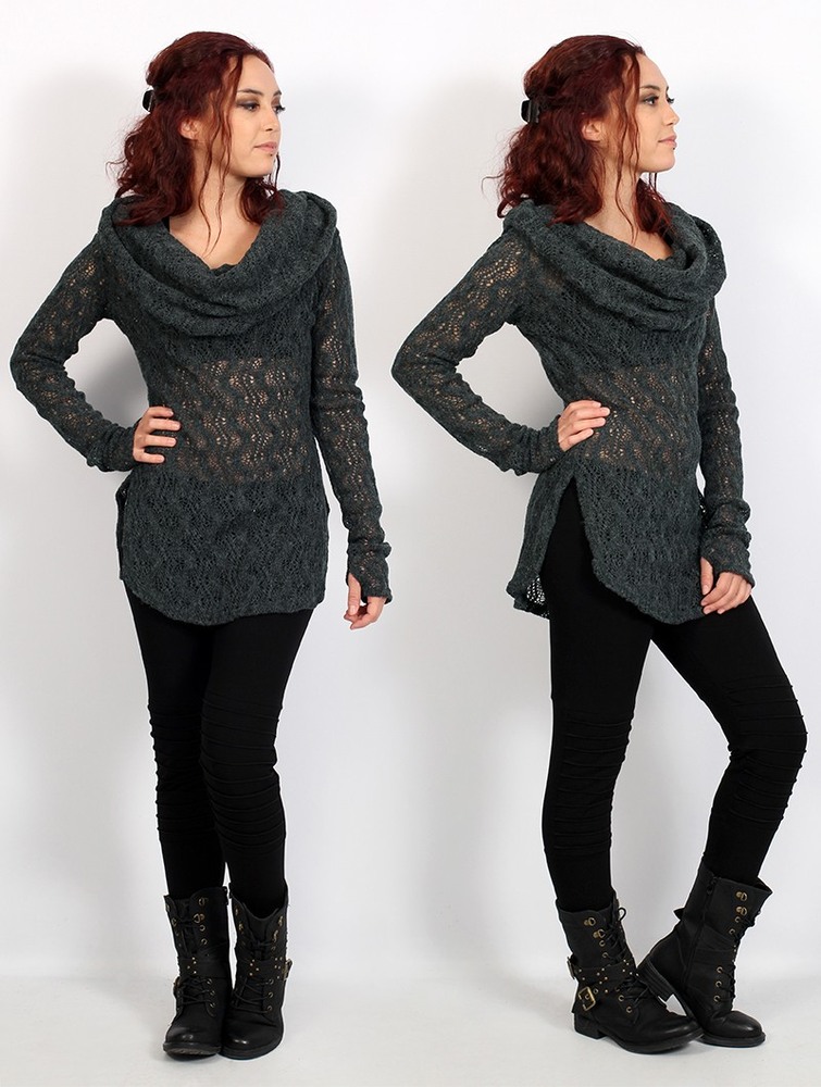 Bluish grey Toonzshop Hookäa Crochet Sweater Women Sweater | 82734DNTW