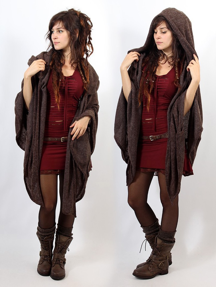 Brown Toonzshop Danae Hooded Cape Women Ponchos | 87140FARO