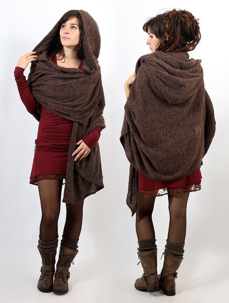 Brown Toonzshop Danae Hooded Cape Women Ponchos | 87140FARO