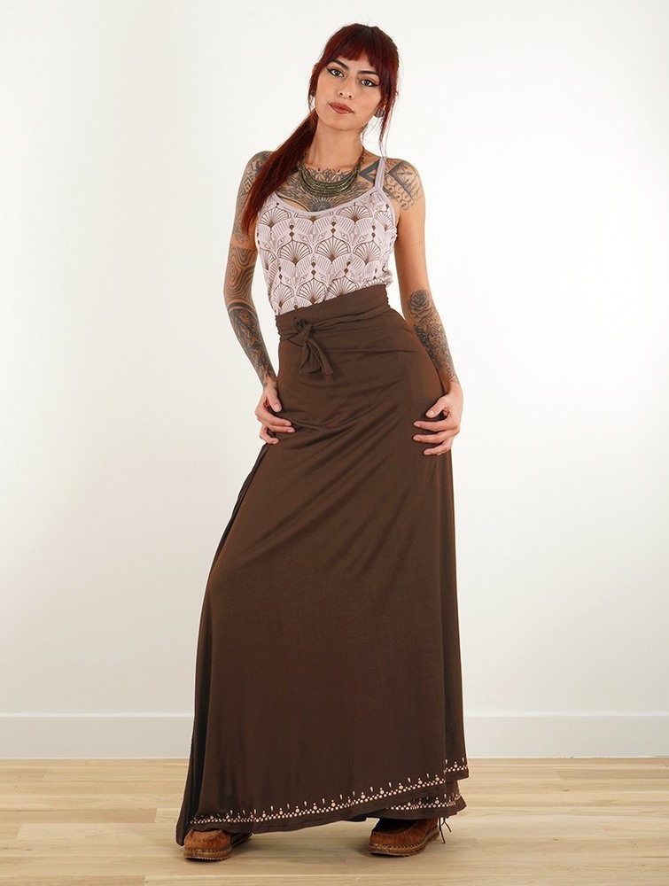 Brown Toonzshop Eressea Anazraa Printed Long Skirt Women Skirt | 02345GYZW