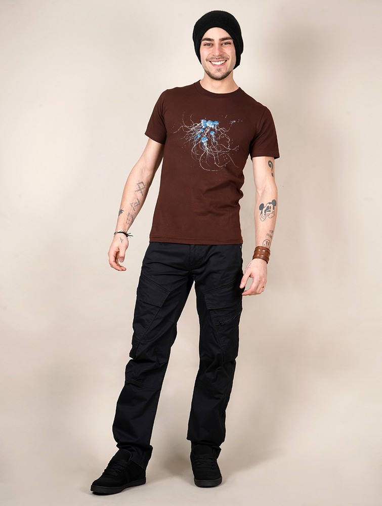 Brown Toonzshop Jellyfish Printed Short Sleeve T-shirt Men T-Shirt | 27481ZRME