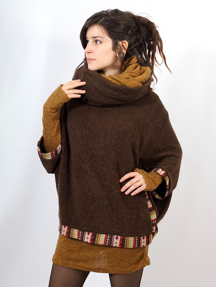 Brown Toonzshop Natcha Poncho Women Ponchos | 04597PRMG