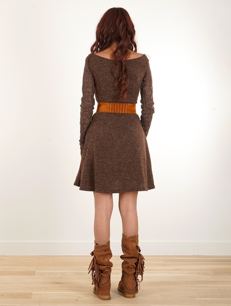 Brown Toonzshop Oroshï Crochet Sleeve Sweater Dress Women Dress | 39206ZINQ