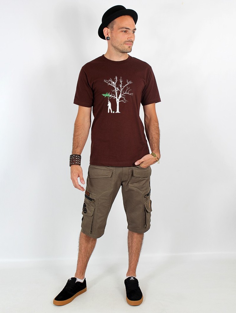 Brown Toonzshop Painting Tree Printed Short Sleeve T-shirt Men T-Shirt | 65309BHAO