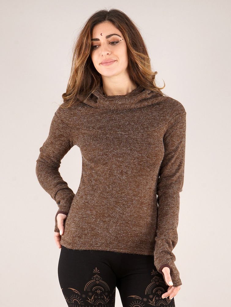 Brown Toonzshop Sadiva Hooded Pullover Women Pullover | 13760LCDJ