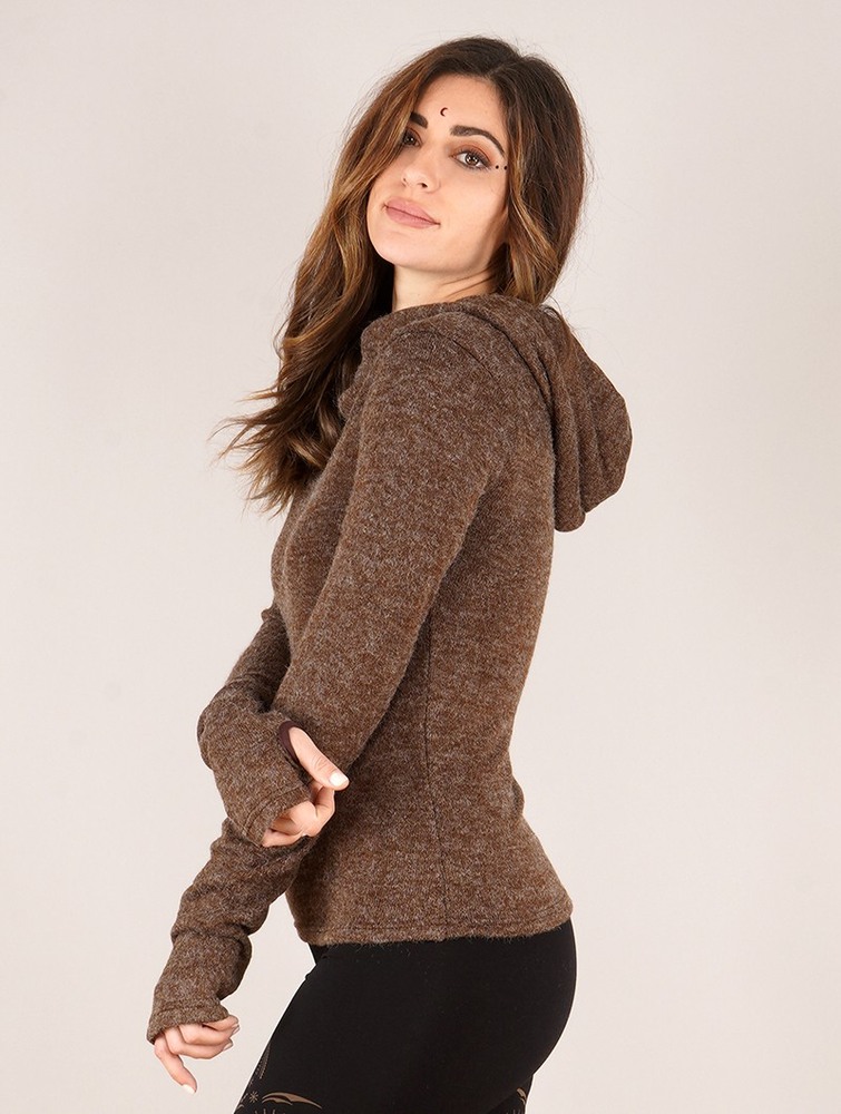 Brown Toonzshop Sadiva Hooded Pullover Women Pullover | 13760LCDJ