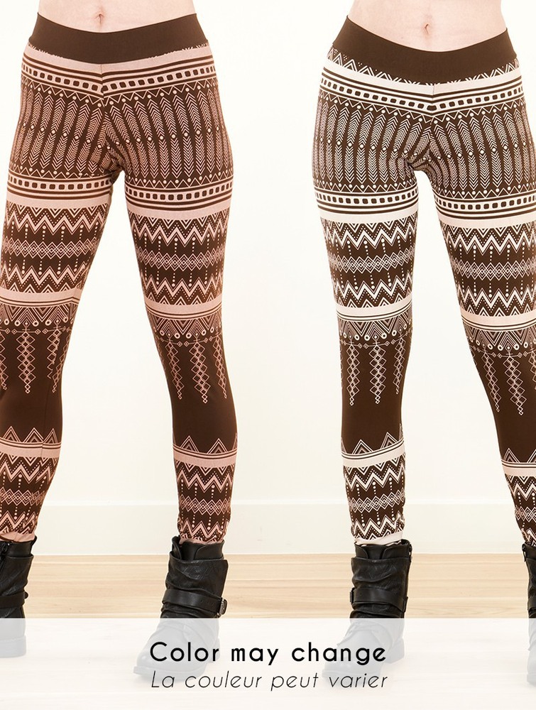 Brown and beige Toonzshop Rinjidef Aztec Printed Long Leggings Women Leggings | 58237TRZH