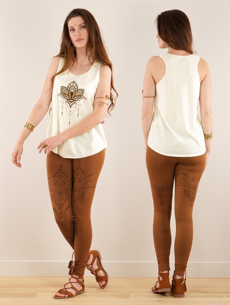 Camel brown Toonzshop Rinji Zohraa Printed Long Leggings Women Leggings | 09236YIRB