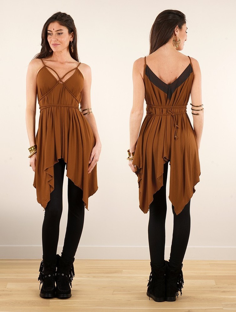 Caramel Toonzshop Topäaz Loose And Reversible Strappy Tunic Women Tops | 75362AXGH