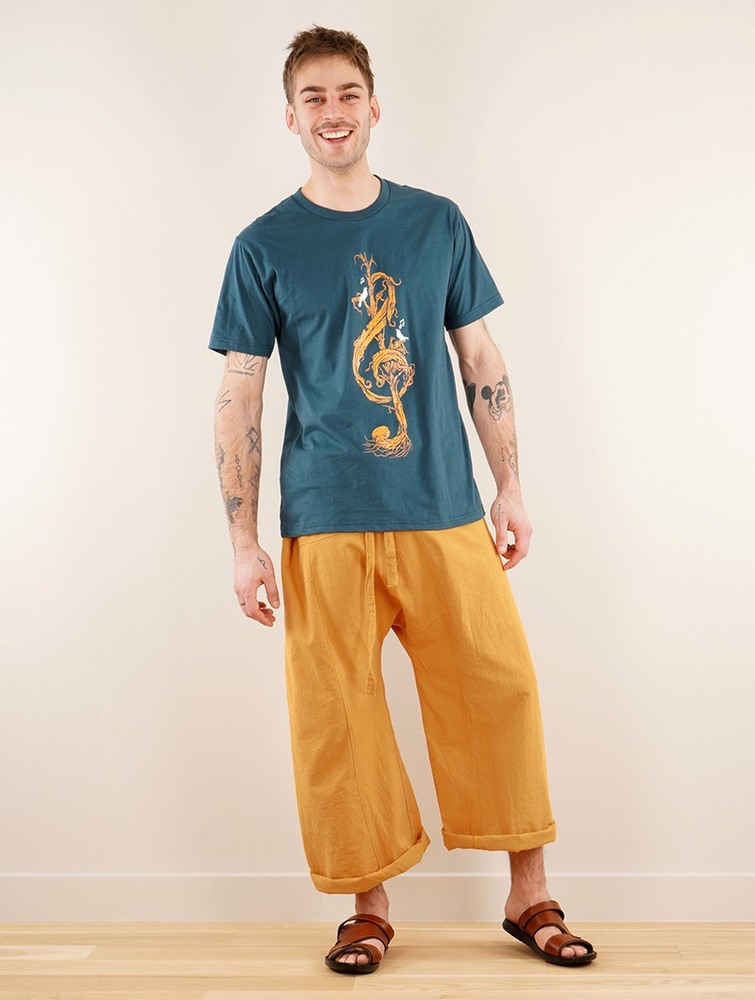 Dark blue Toonzshop Vegetal Treble Clef Printed Short Sleeve T-shirt Men T-Shirt | 07512KYUP