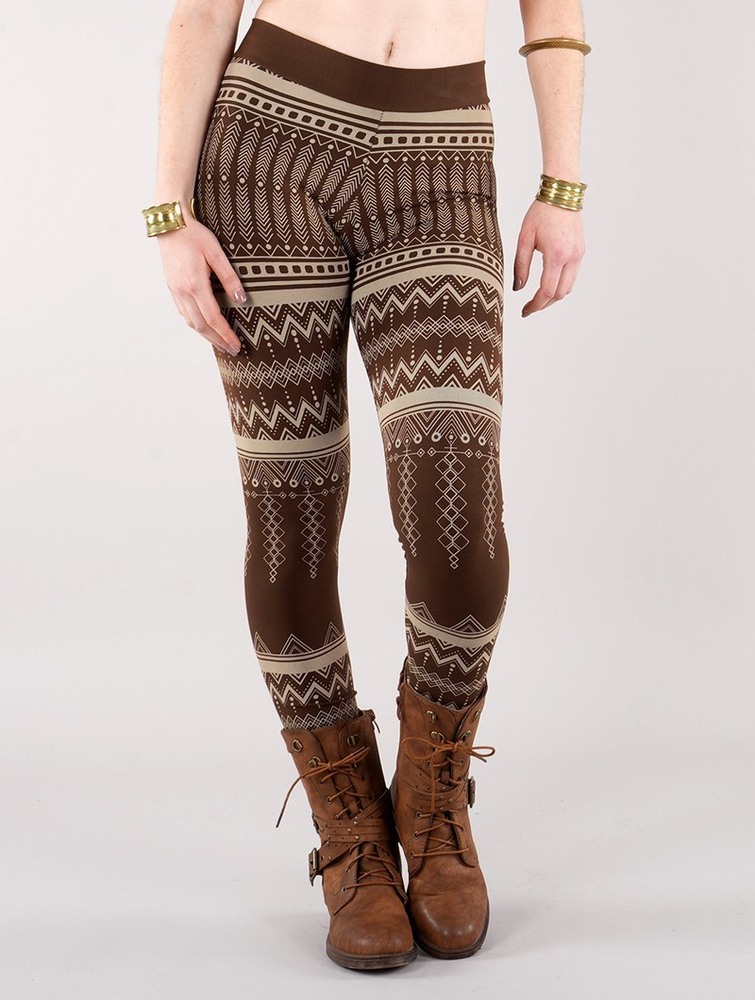 Dark brown Toonzshop Rinji Aztec Printed Long Leggings Women Leggings | 39751GAJX