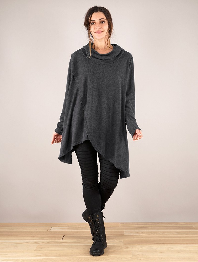 Dark grey Toonzshop Inika Poncho Pullover Women Pullover | 48913PHLM