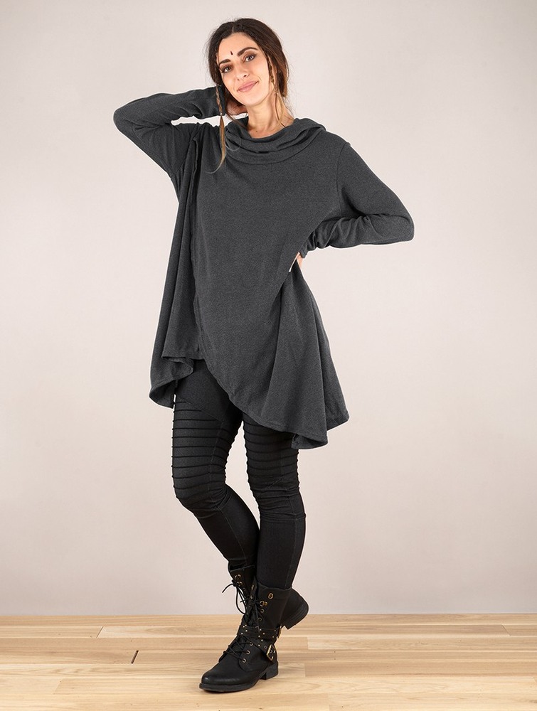 Dark grey Toonzshop Inika Poncho Pullover Women Pullover | 48913PHLM