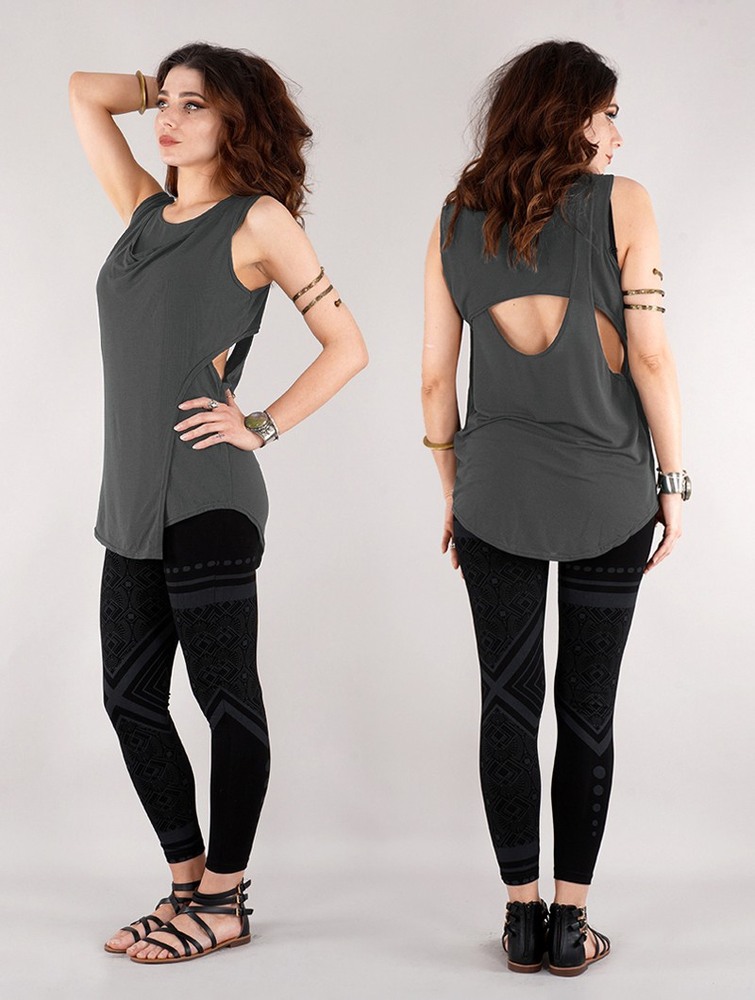 Dark grey Toonzshop Leigha Loose Sleeveless Top Women Tops | 91764LXUE